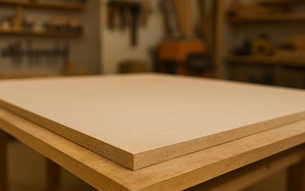 Tablero de MDF sobre mesa de madera
